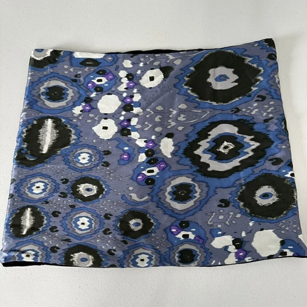 Kevin O'Brien Studio Infinity Loop Scarf Velveteen‎ Black Gray Blue Silk Soft